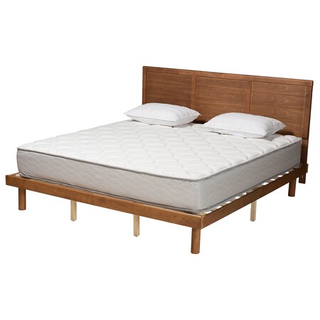 Baxton Studio Daina Mid-Century Modern Ash Walnut Finished Wood King Size Platform Bed 230-9427-11889-ZORO